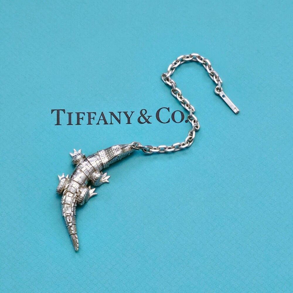 ULTRA RARE Vintage Tiffany & Co. Alligator Crocodile Silver Charm Key Chain